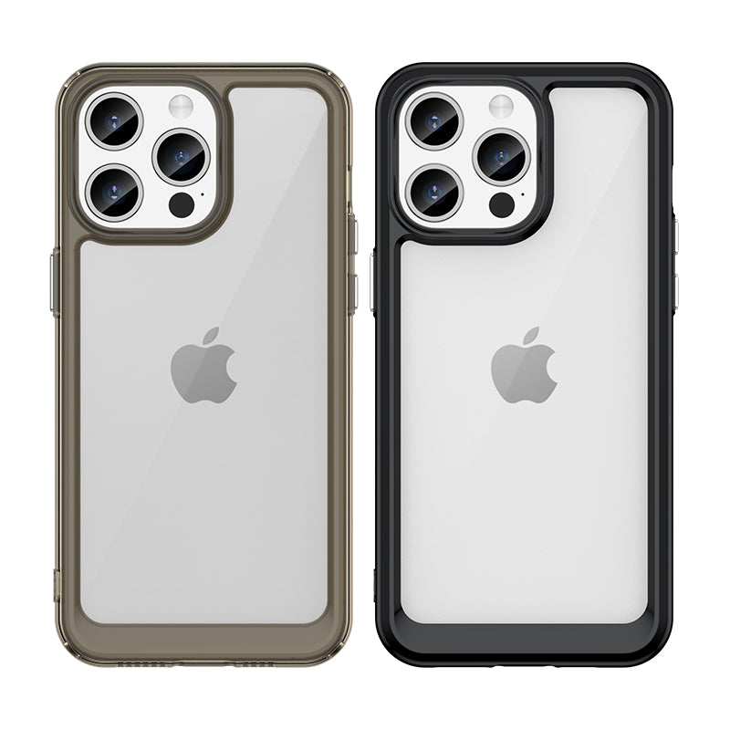 iPhone 15 Pro Outer Space forstærket kuffert med fleksibel ramme - sort
