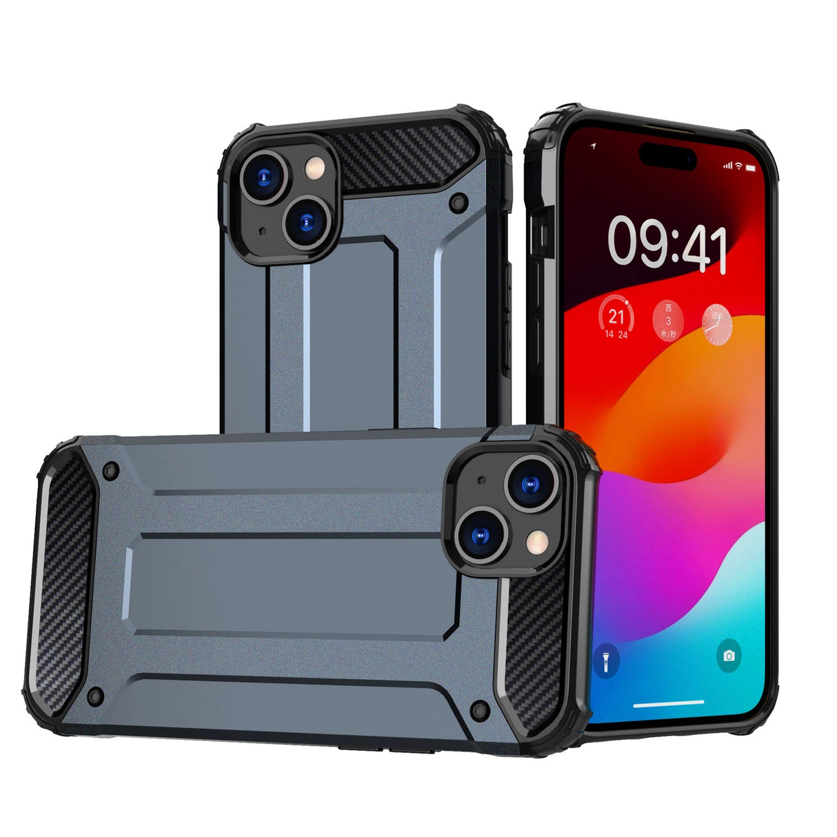 iPhone 15 Plus Hybrid Armor case - blå