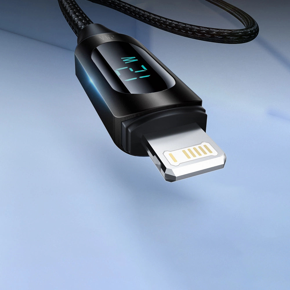 USB-A-kabel - Lightning Wozinsky WUALC2 med LED-skærm 2,4A 2m - sort