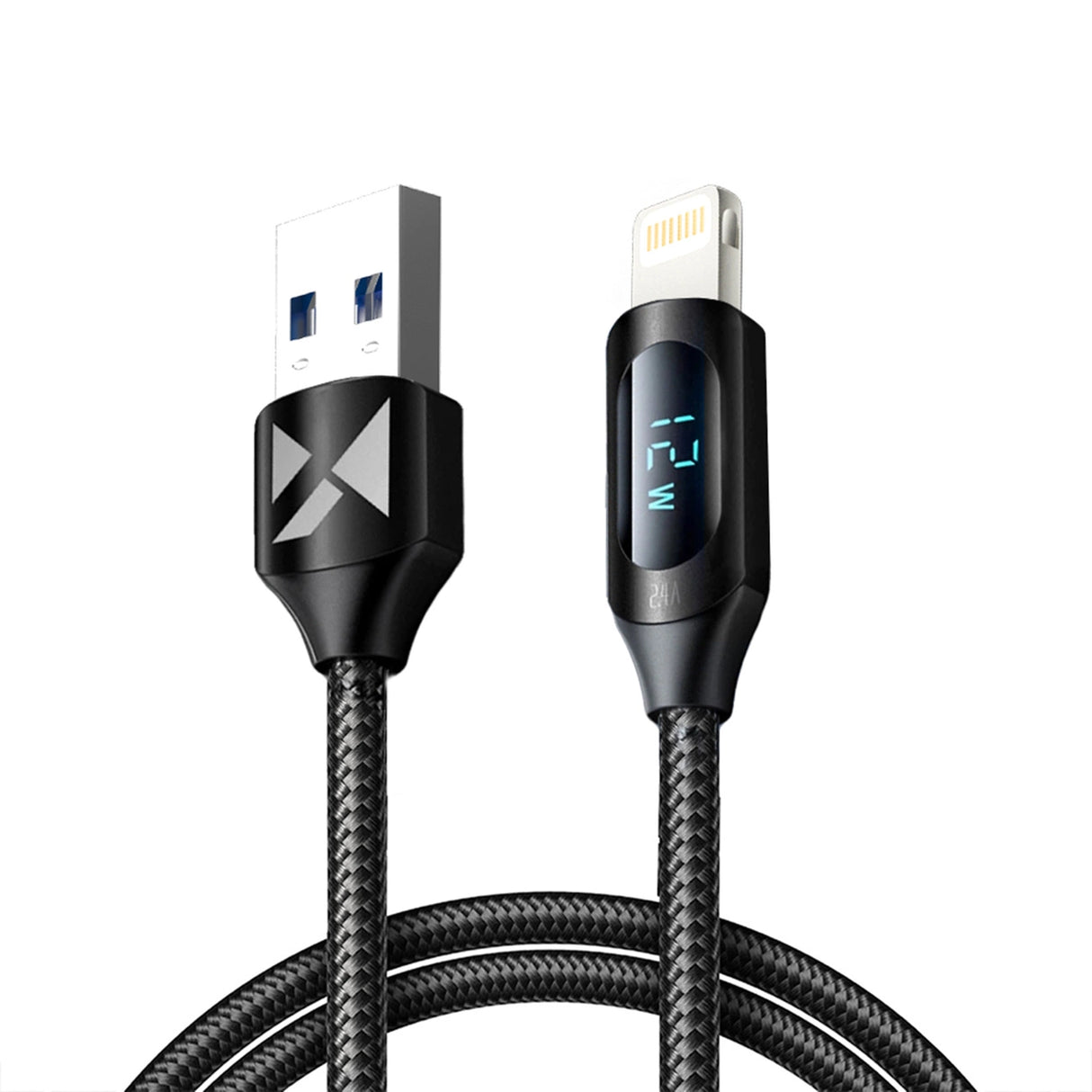 USB-A-kabel - Lightning Wozinsky WUALC1 med LED-skærm 2,4A 1m - sort