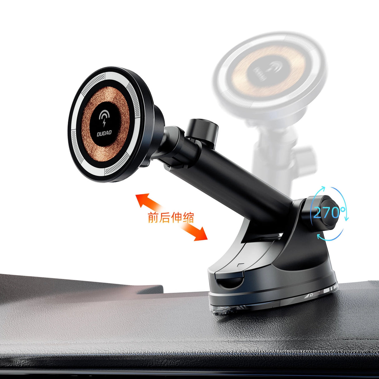 Magnetisk holder med MagSafe induktiv oplader til cockpit/luftventil 15W Dudao F12MAX+ - sort