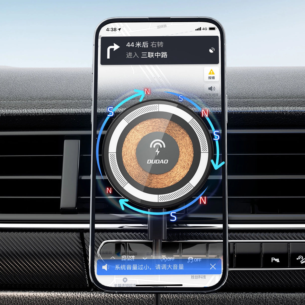 Magnetisk holder med MagSafe induktiv oplader til cockpit/luftventil 15W Dudao F12MAX+ - sort