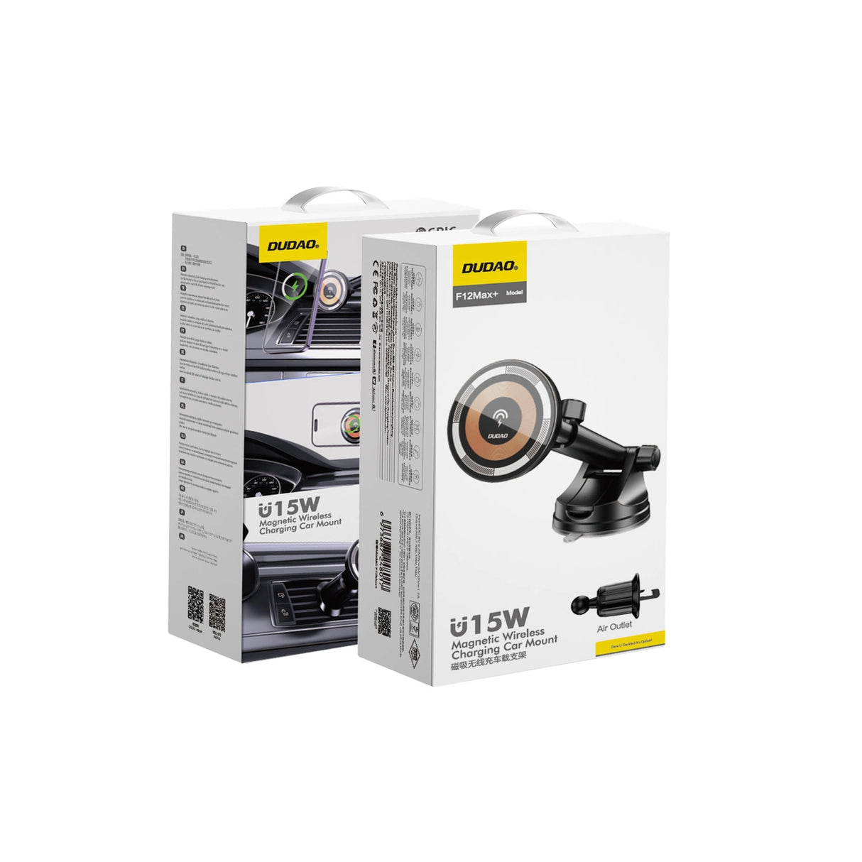 Magnetisk holder med MagSafe induktiv oplader til cockpit/luftventil 15W Dudao F12MAX+ - sort