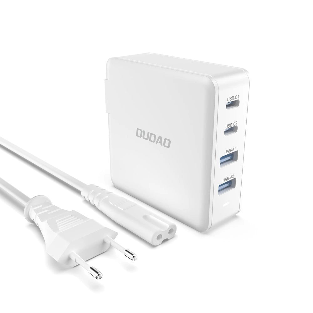 GaN 100W hurtig vægoplader 2 x USB-C / 2 x USB Dudao A100EU - hvid