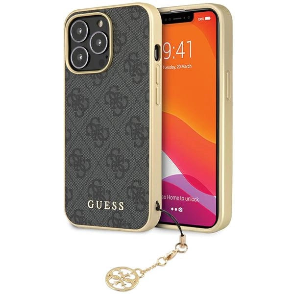 Guess 4G Charms Collection case til iPhone 14 Pro - grå