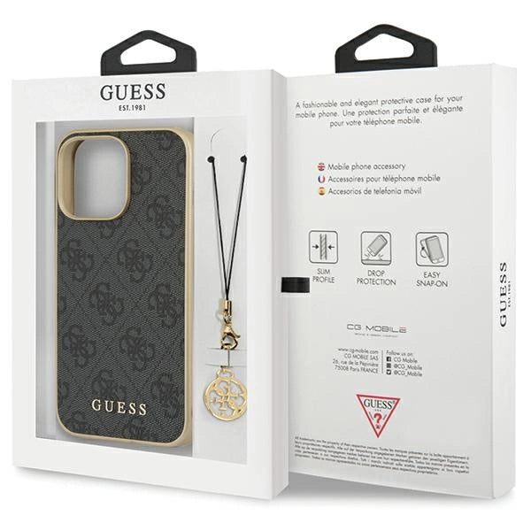 Guess 4G Charms Collection case til iPhone 14 Pro - grå