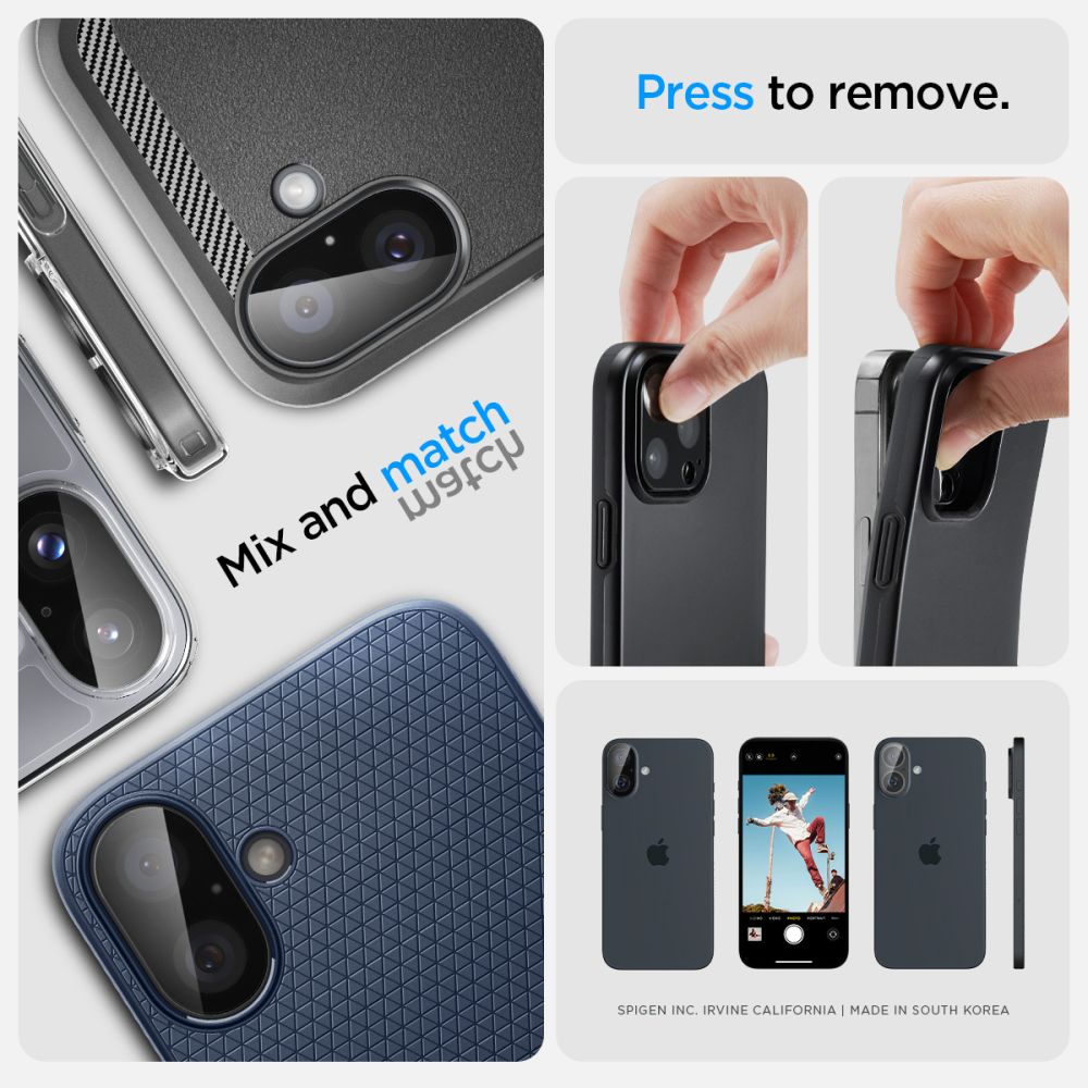 Kamera Beskyttelse Spigen Optik Glas.Tr Camera Protector 2 Pack Iphone 16 / 16 Plus Sort