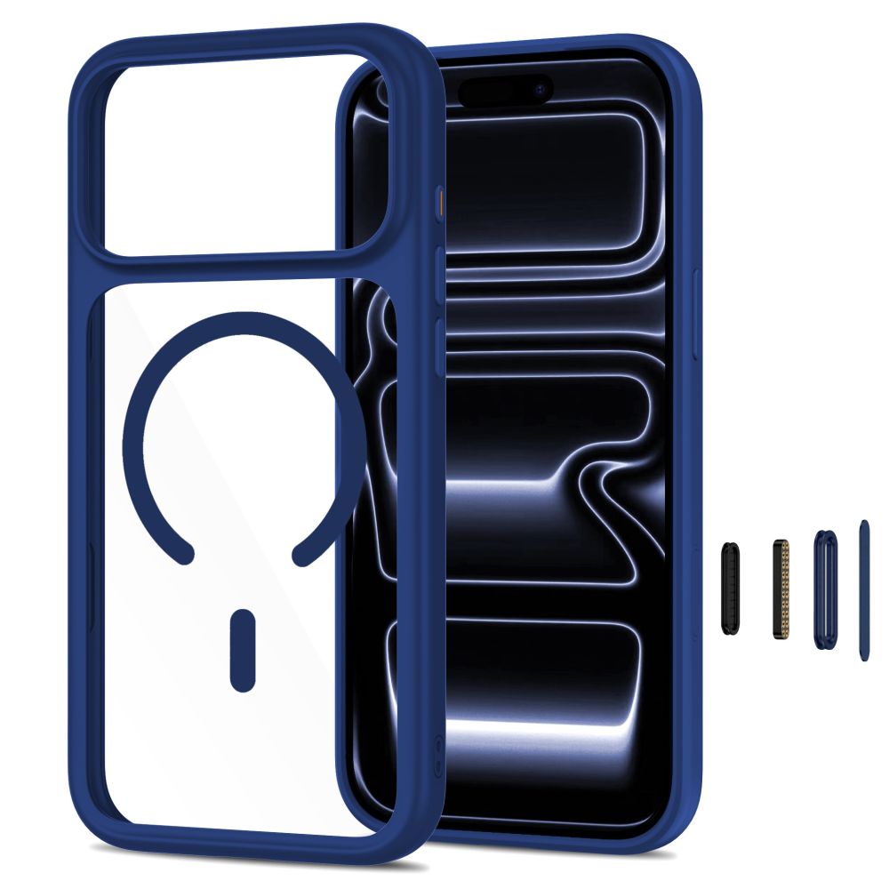 Tech Protect Magone Magsafe Cc + Glas 2 Pak Iphone 17 Pro / 18 Pro Dyb Blå/Klar