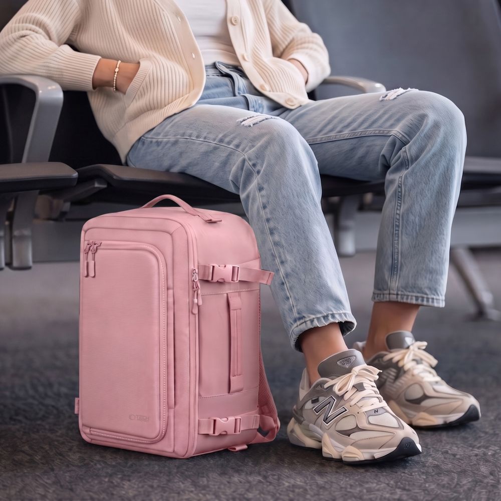 Tech Protect Defender S50 Ryanair & Wizzair Rejse Laptop Rygsæk 20 L 40x20x25 Dusty Pink