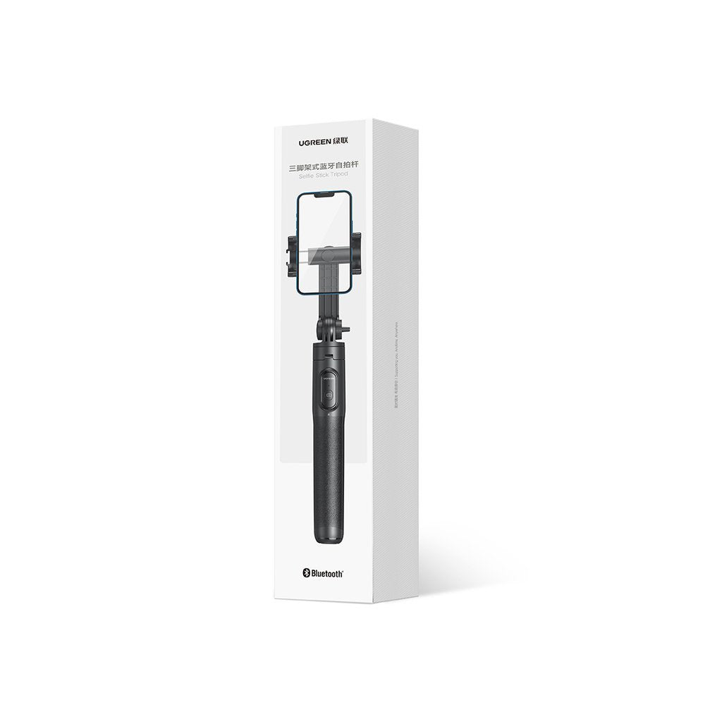 Selfie stick Ugreen LP586 teleskopisk stativ med Bluetooth fjernbetjening 1,5 m - sort