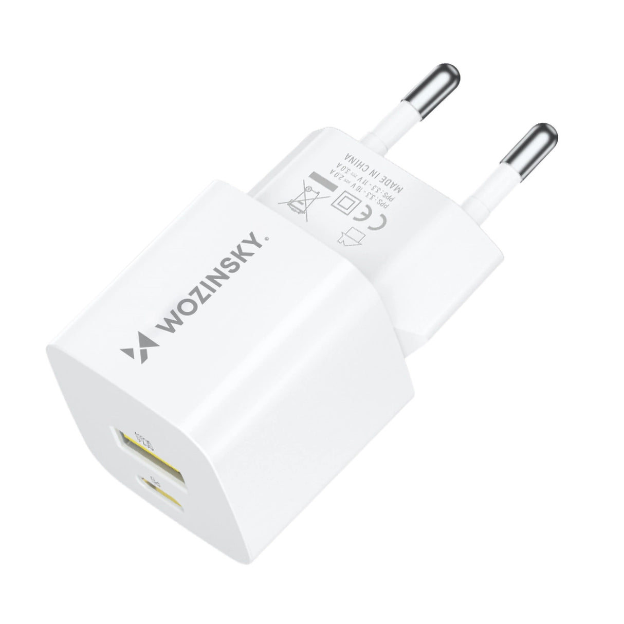 Wozinsky WWCEAC GaN USB-A USB-C 33W vægoplader - hvid