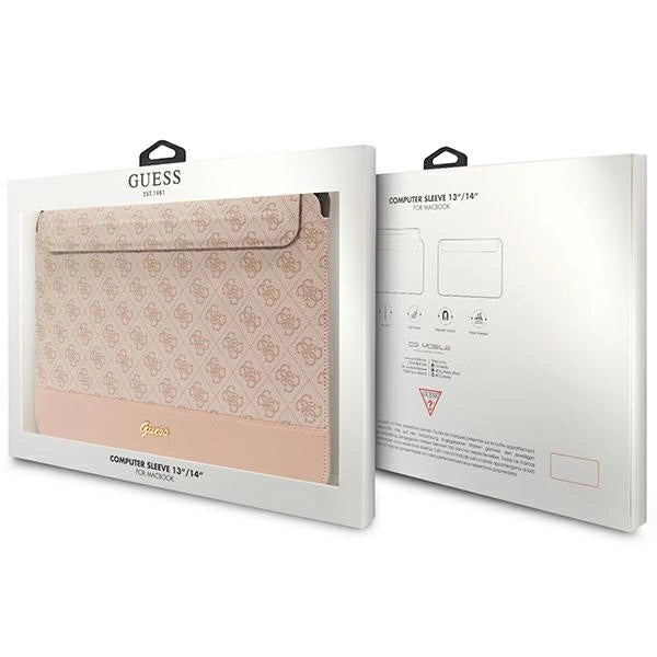 Guess 4G Stripe Metal Logo case til en 14" bærbar computer - pink