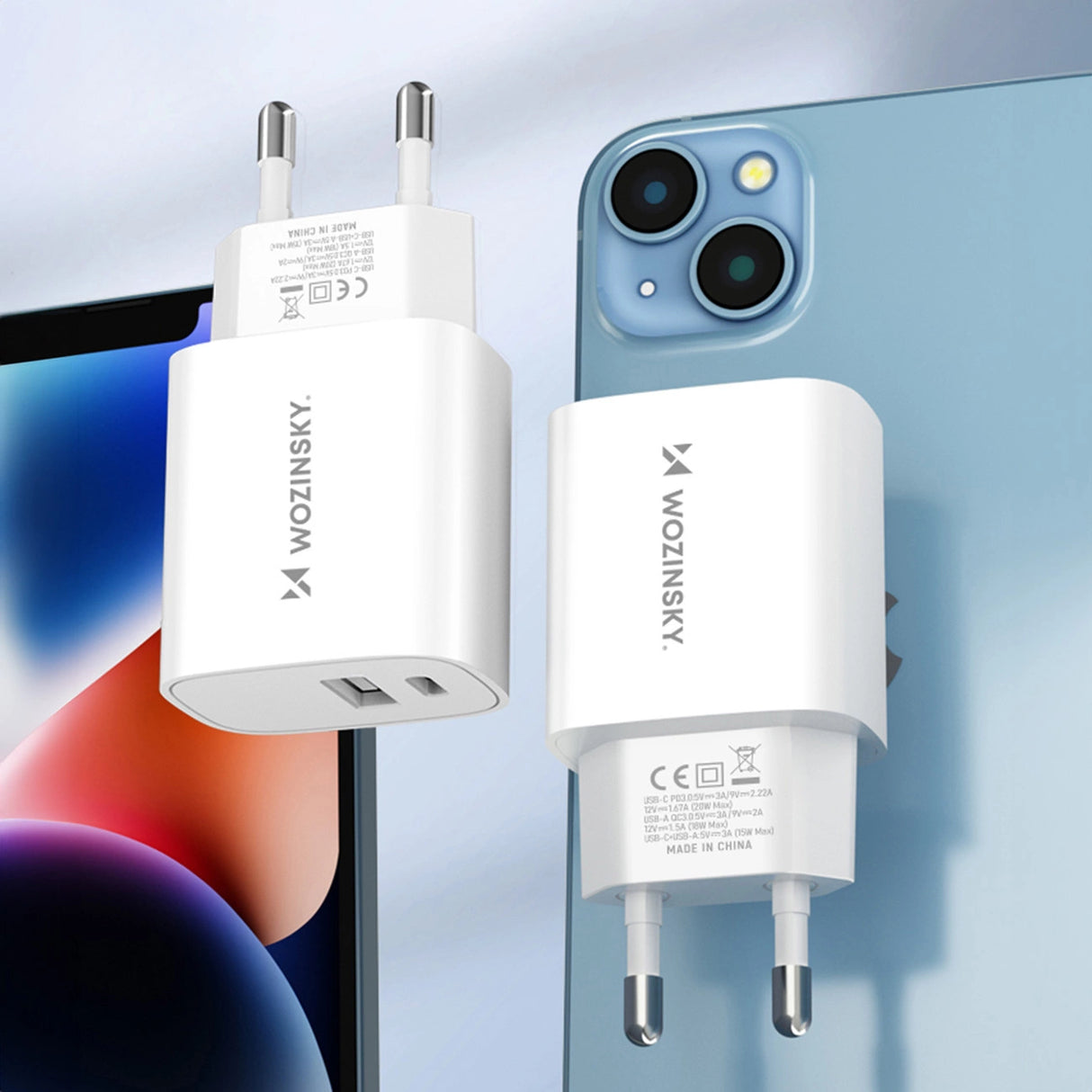 Wozinsky WGWCW USB-A USB-C 20W vægoplader - hvid