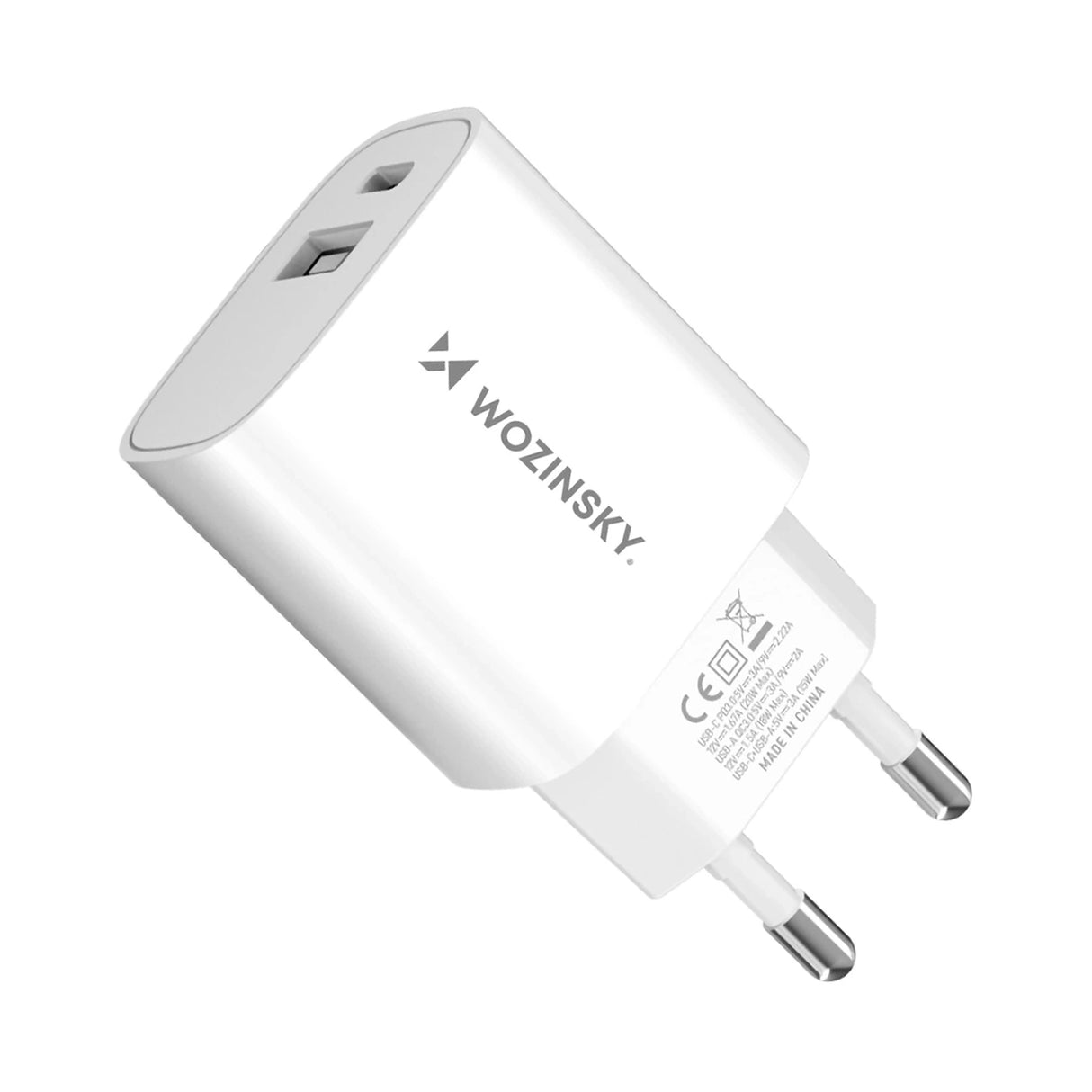 Wozinsky WGWCW USB-A USB-C 20W vægoplader - hvid