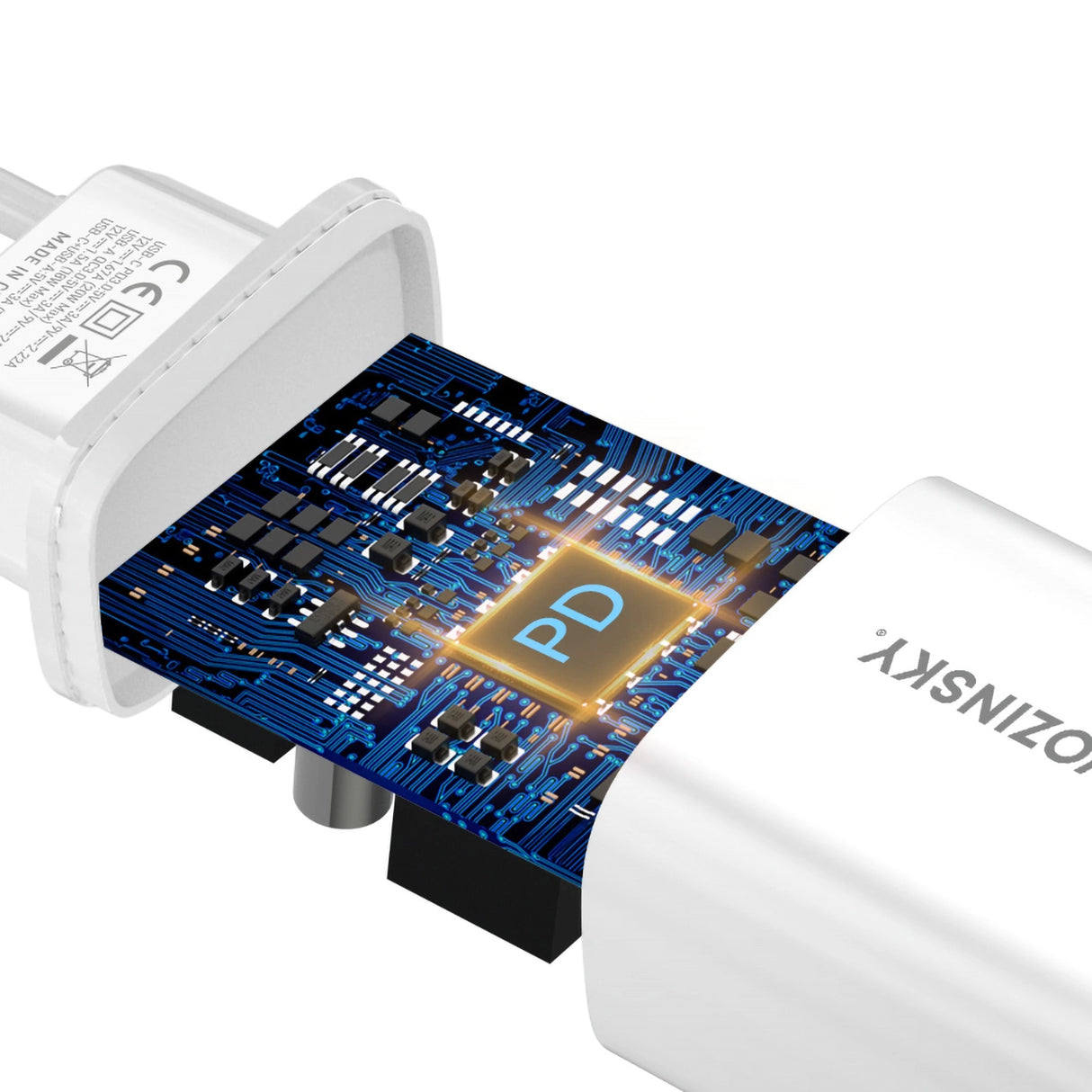 Wozinsky WGWCW USB-A USB-C 20W vægoplader - hvid