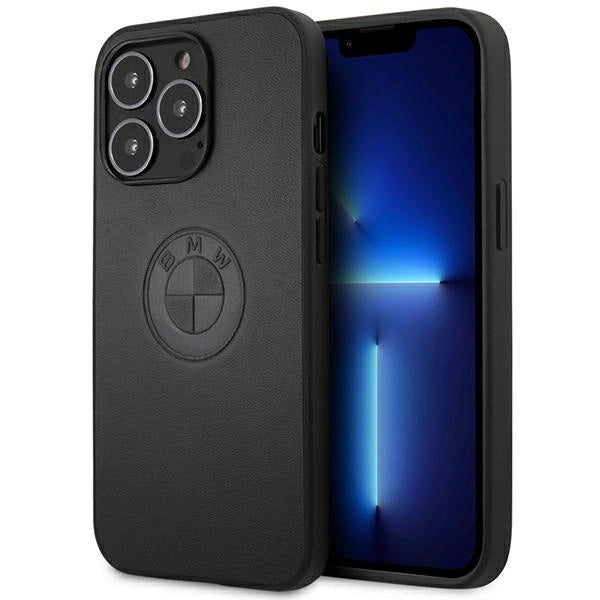 BMW læder Emboss-kasse til iPhone 13 Pro / iPhone 13 - sort