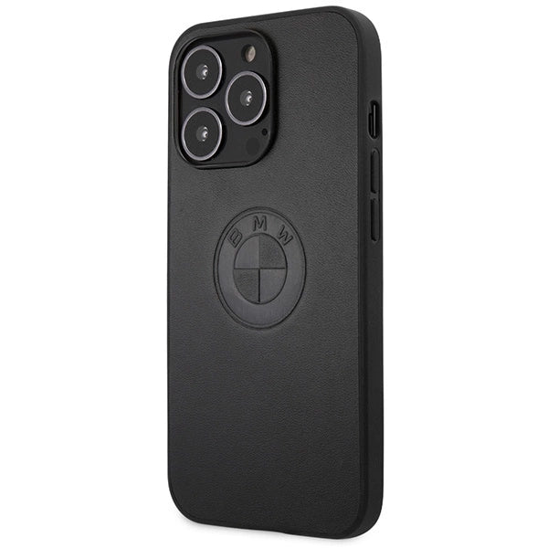 BMW læder Emboss-kasse til iPhone 13 Pro / iPhone 13 - sort