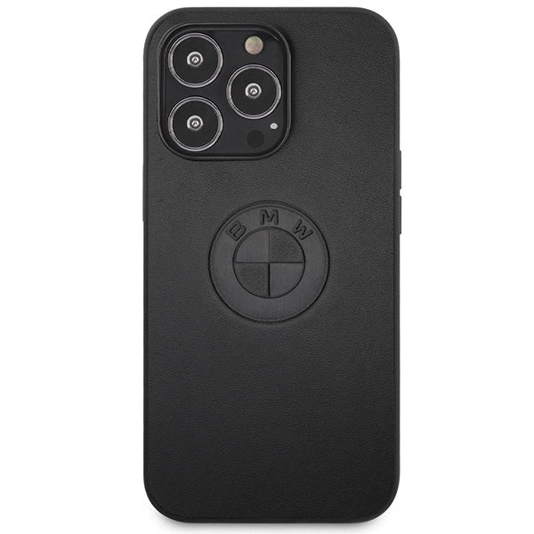 BMW læder Emboss-kasse til iPhone 13 Pro / iPhone 13 - sort