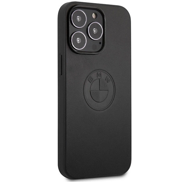 BMW læder Emboss-kasse til iPhone 13 Pro / iPhone 13 - sort