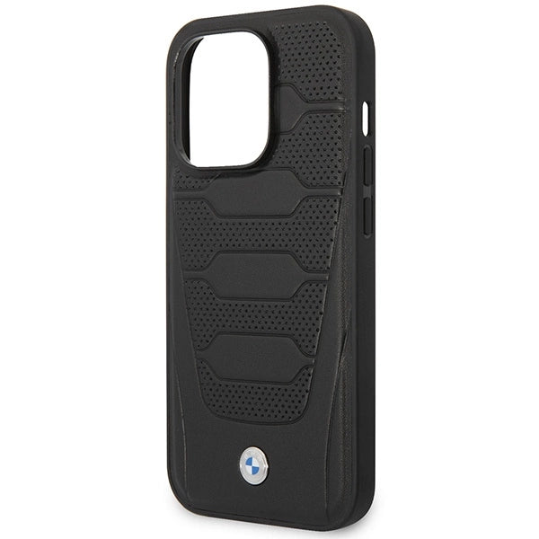 Case BMW BMHCP14X22RPSK iPhone 14 Pro Max 6,7" sort/sort Ledersæder mønster