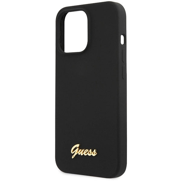 Guess GUHCP13XLSLMGBK iPhone 13 Pro Max 6.7" sort/sort hardcase Silicone Script Guld Logo