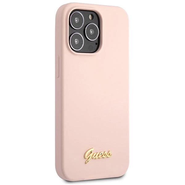 Guess GUHCP13XLSLMGLP iPhone 13 Pro Max 6,7" lyserød/lyserød hardcase Silicone Script Gold Logo