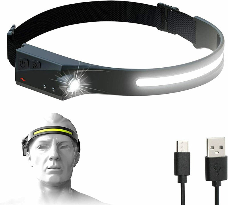 LED headlamp with IPX4 motion sensor USB-C 1200 mAh - black
