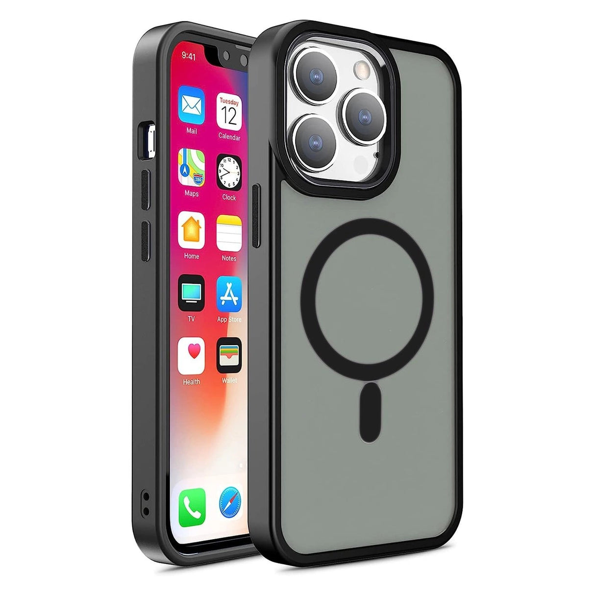 Magnetisk farve Matte Case til iPhone 15 Pro - sort