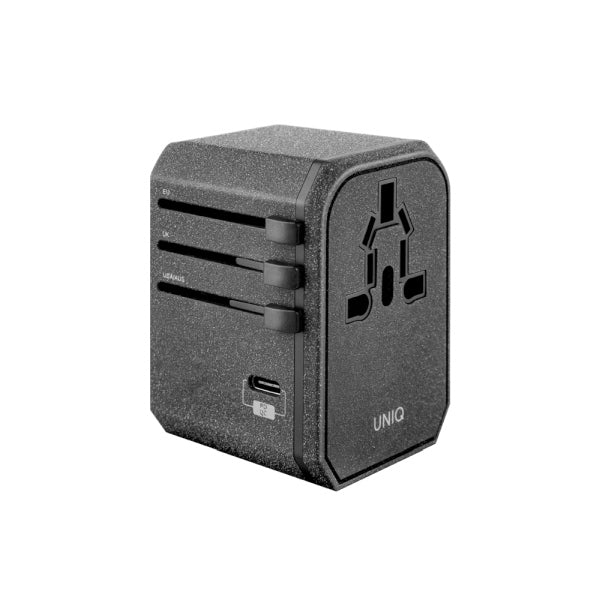 Uniq Voyage LITHOS Collective 33W 2xUSB PD 18W QC 3.0 rejseadapter - grå