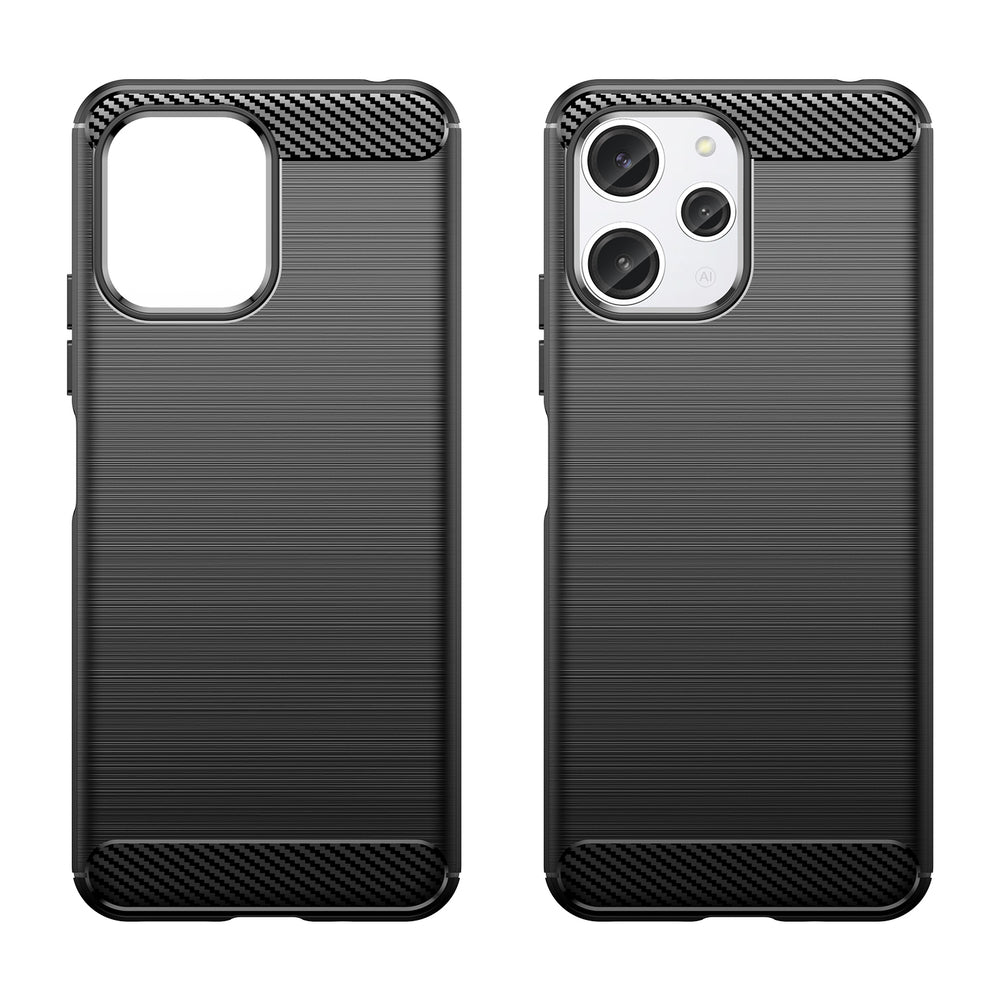Fleksibelt carbonmønster for Xiaomi Redmi 12 Carbon Case - sort