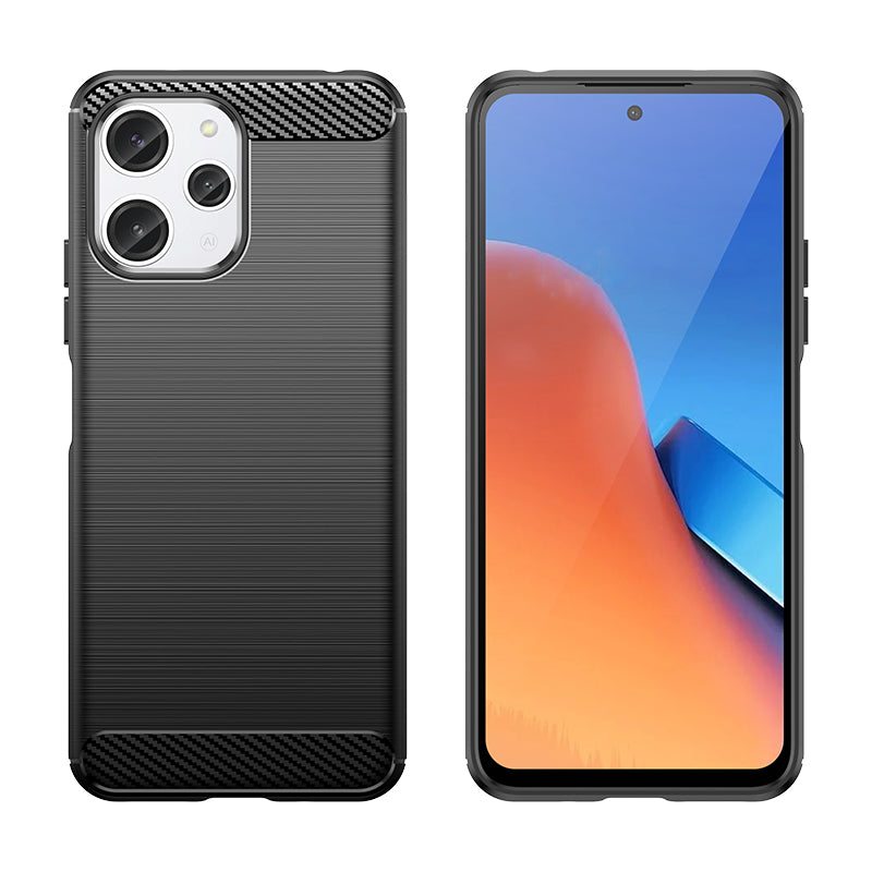 Fleksibelt carbonmønster for Xiaomi Redmi 12 Carbon Case - sort