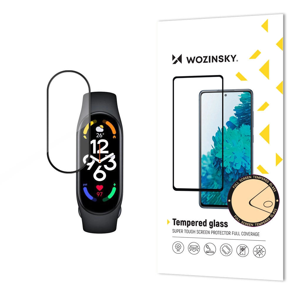 Varig Wozinsky Full Glue Full Screen temperet glas med ramme til Xiaomi Mi Band 8 - sort