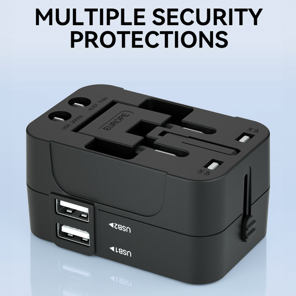 Wozinsky WUTWC rejseadapter universel 24W EU / US / AUS / UK / 2x USB-A - sort