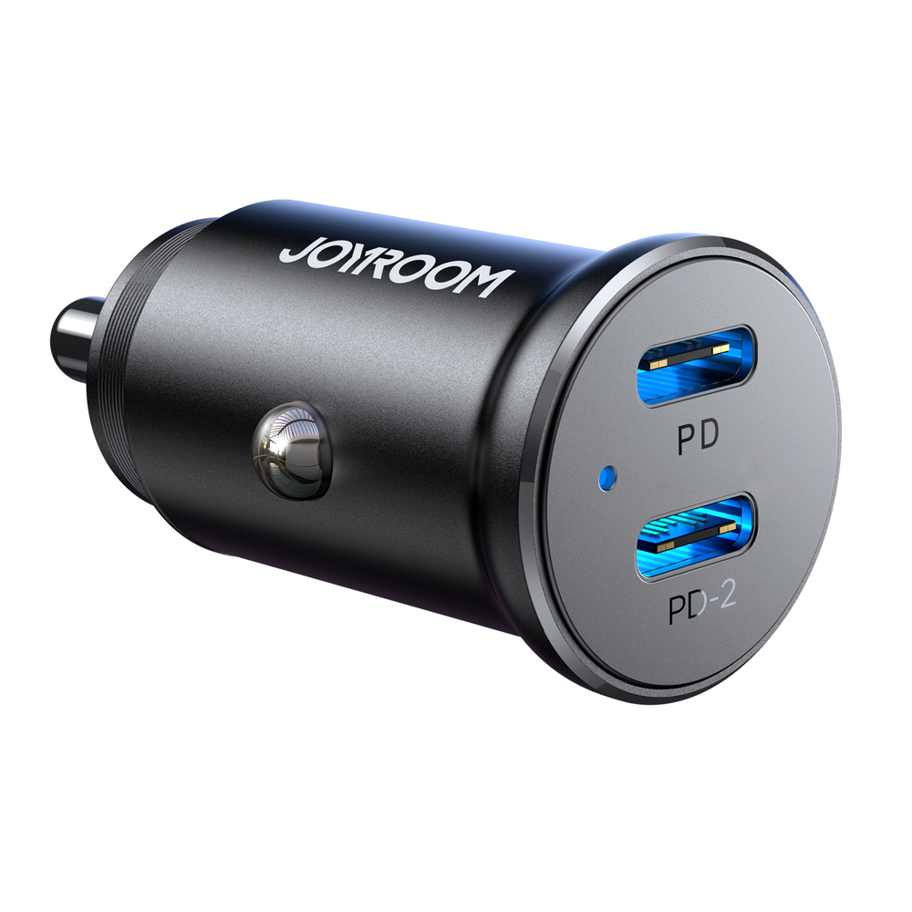Joyroom JR-CCN06 30W 2x USB-C Metal Mini Car Charger - sort