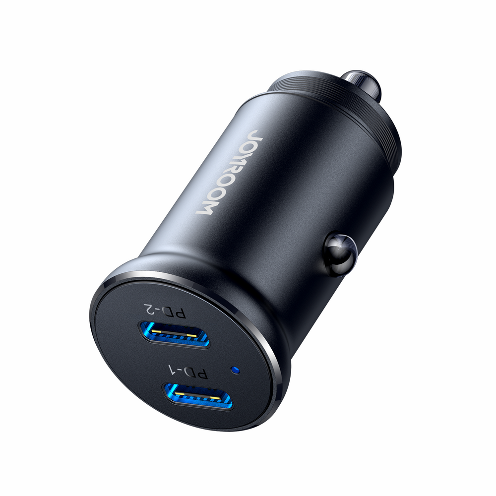 Joyroom JR-CCN06 30W 2x USB-C Metal Mini Car Charger - sort