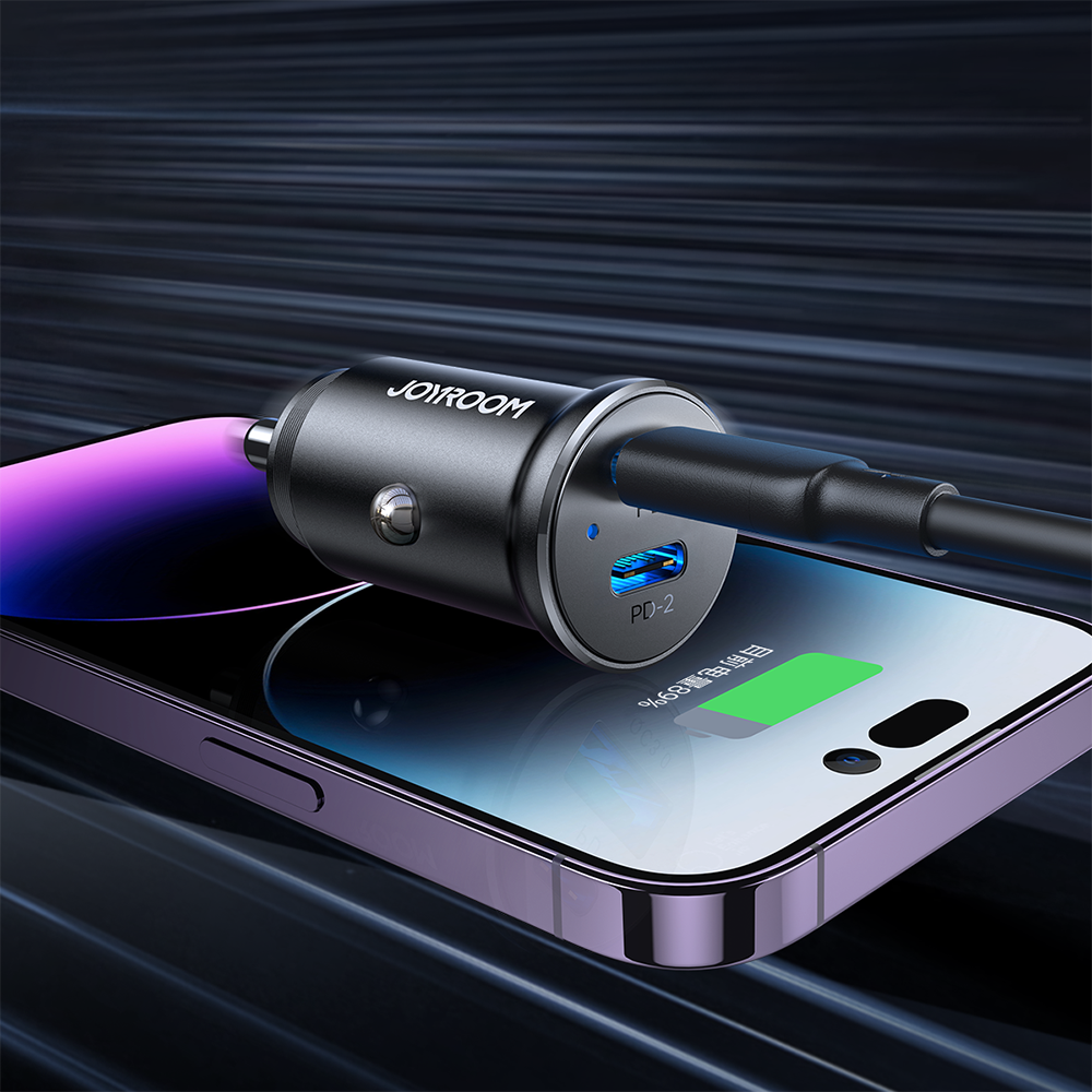 Joyroom JR-CCN06 30W 2x USB-C Metal Mini Car Charger - sort