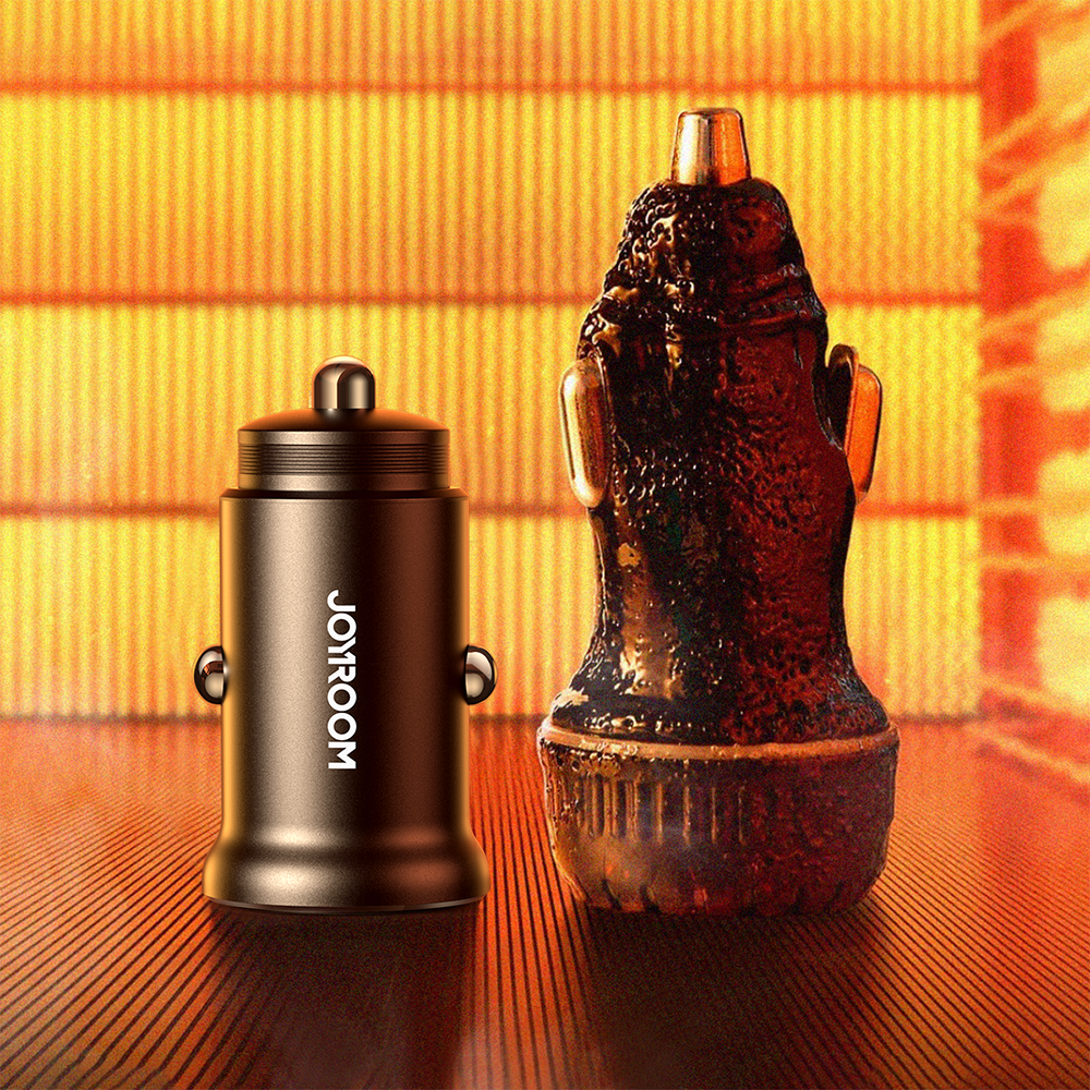 Joyroom JR-CCN06 30W 2x USB-C Metal Mini Car Charger - sort