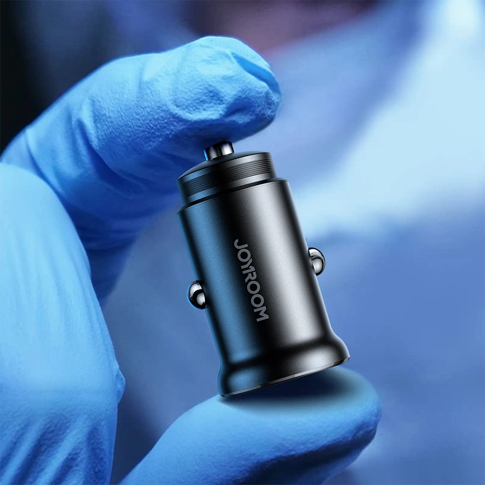 Joyroom JR-CCN06 30W 2x USB-C mini bil oplader metal - sort