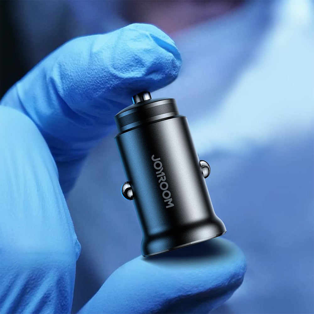 Joyroom JR-CCN05 30W USB-A USB-C mini bil oplader - sort