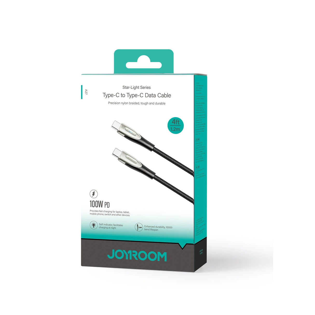 Joyroom Star-Light Series SA27-CC5 USB-C / USB-C kabel 100W 1,2m - sort