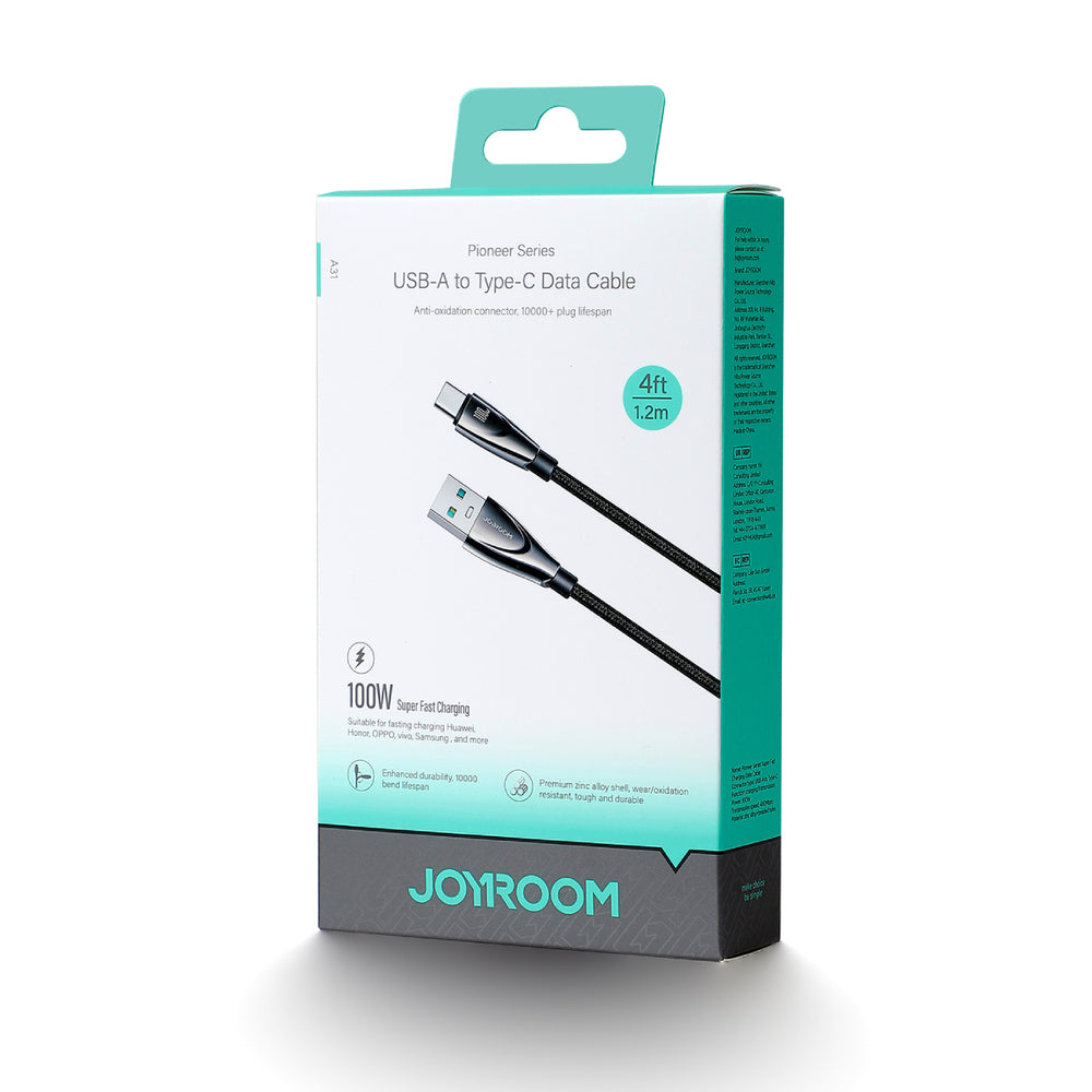 Joyroom Pioneer serie SA31-AC6 USB-A / USB-C kabel 100W 1,2m - sort