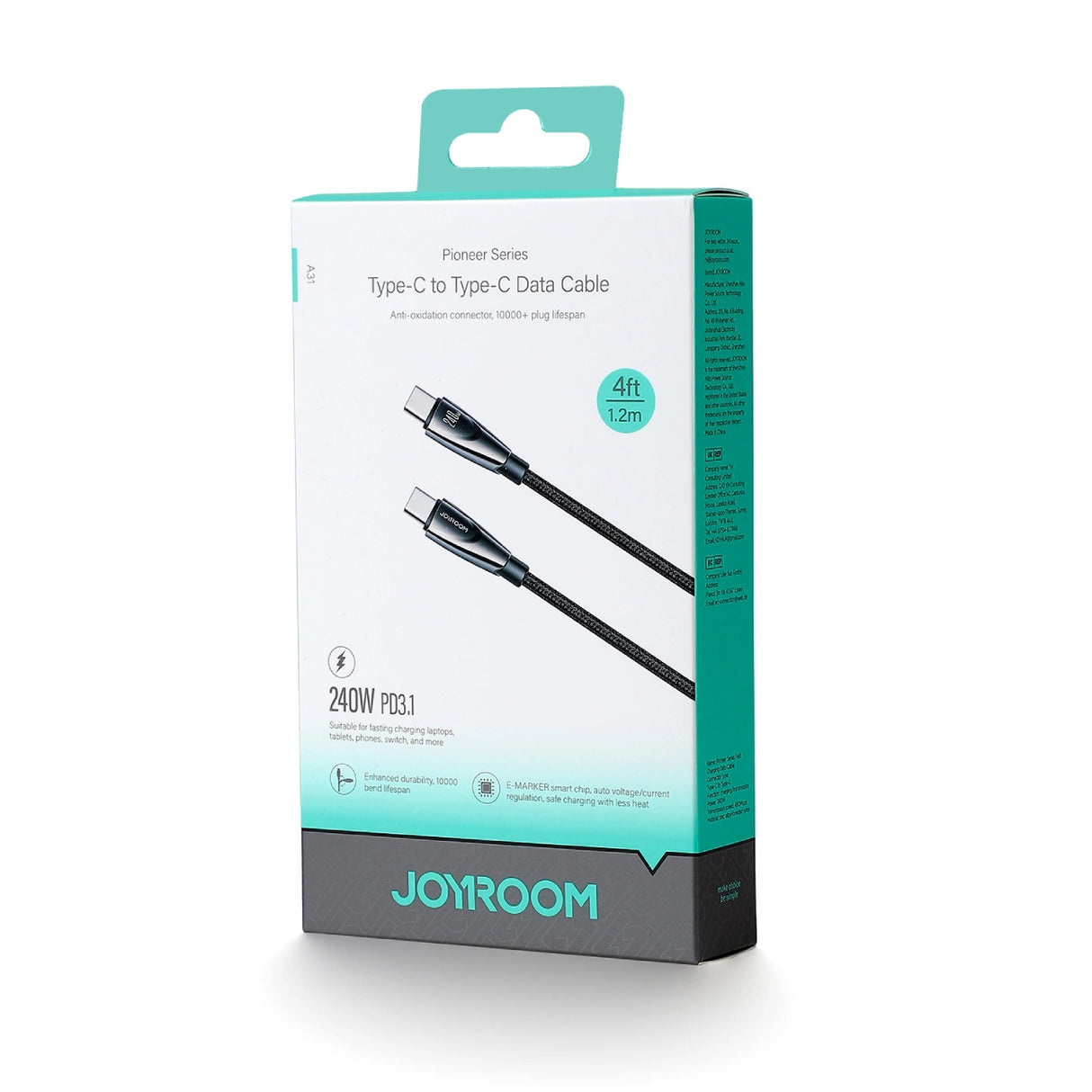 Joyroom Pioneer Series SA31-CC5 USB-C / USB-C 240W Kabel 1,2 m - sort