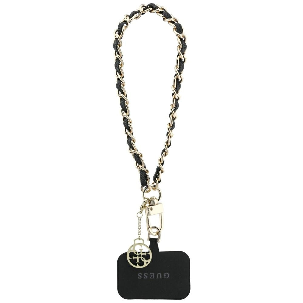 Guess GUOUCHSAMC4K Universal Hand Strap Case - Black Saffiano Chain 4G Charm