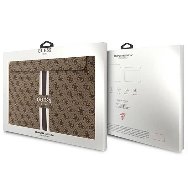 Guess 4G Printed Stripes cover til en 16" laptop - brun