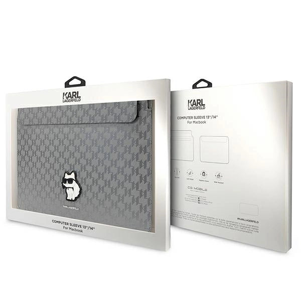 Karl Lagerfeld Saffiano Monogram Choupette case for a 14" laptop - silver