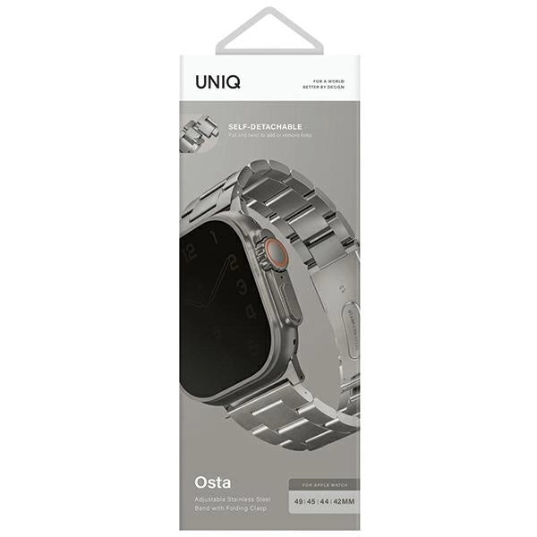 Uniq Osta rustfrit stål rem til Apple Watch 1/2/3/4/5/6/7/8/SE/SE2/Ultra 42/44/45/49 mm - sølv