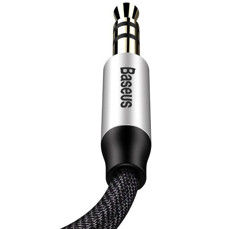 Base Yusiven Audio Cable mini jack 3,5 mm AUX, 1m (Sort+Sølv)