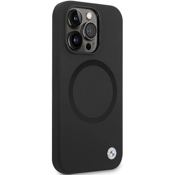 BMW BMHMP14XSILBK2 fodtøj til iPhone 14 Pro Max 6.7" - sort Signature Liquid Silicone MagSafe
