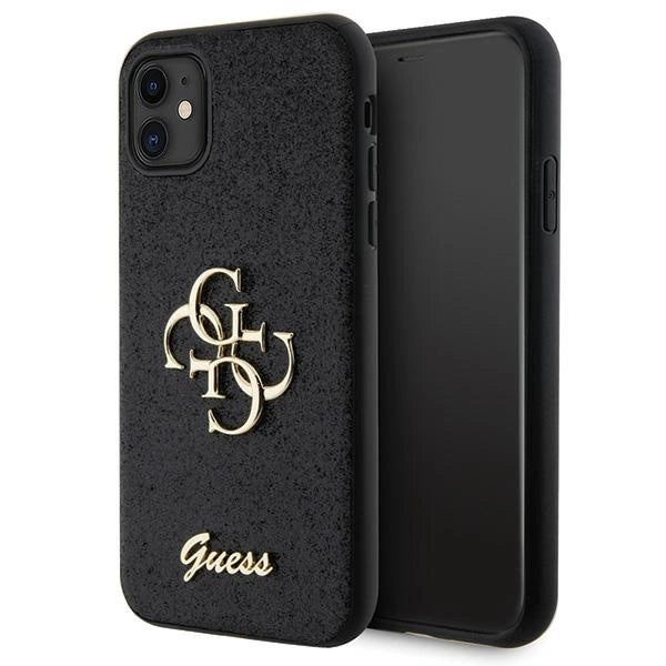 Guess GUHCN61HG4SGK sag til iPhone 11 / Xr - sort Glitter Script Big 4G