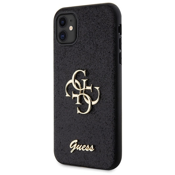 Guess GUHCN61HG4SGK sag til iPhone 11 / Xr - sort Glitter Script Big 4G